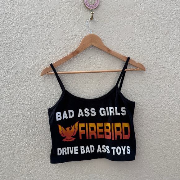 Authentic 1990's Vintage Bad Ass Girls Drive Firebird Crop Tank Top - Picture 2 of 5